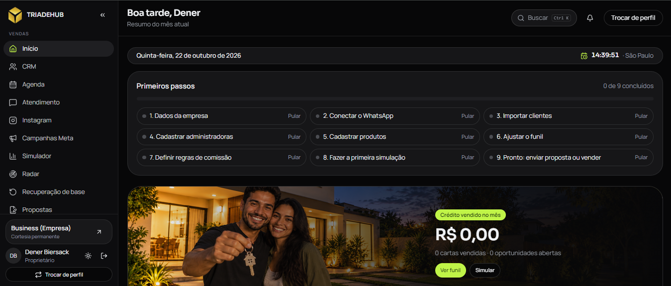 Interface de computador de Tríade Hub